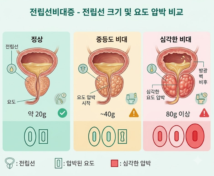 전립선비대증 전립선 크기 비교